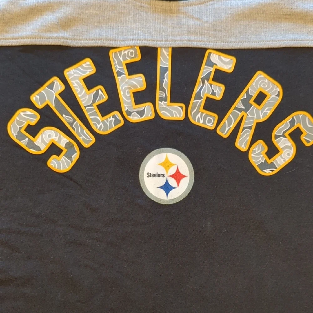 NFL Steelers Black and Gray Long Sleeve Tee with Bold Design - Picture 3 of 6
